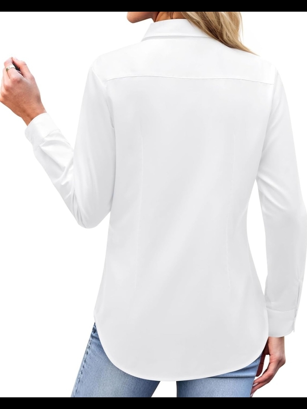 Classic White Button-Up Women's Shirt - Versatile Everyday Top - Picture 2 of 7